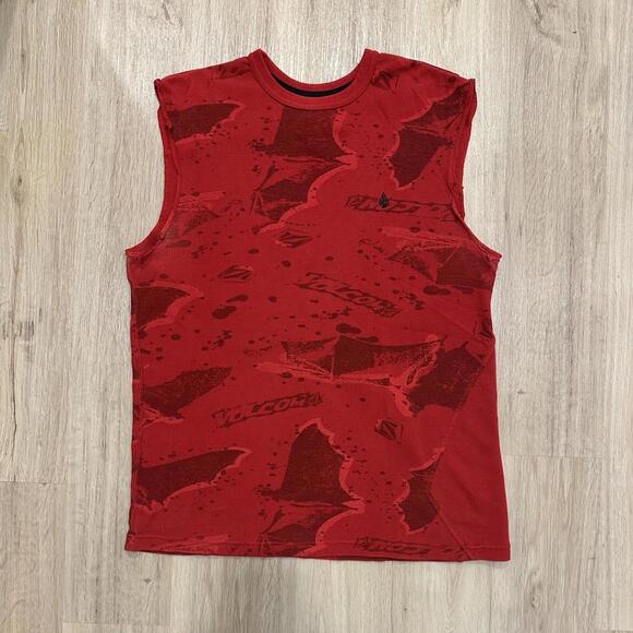 Y2K Grunge Volcom Waffle Knit AOP Skull Cut Off Tank Top Men’s Size XL - Picture 1 of 9